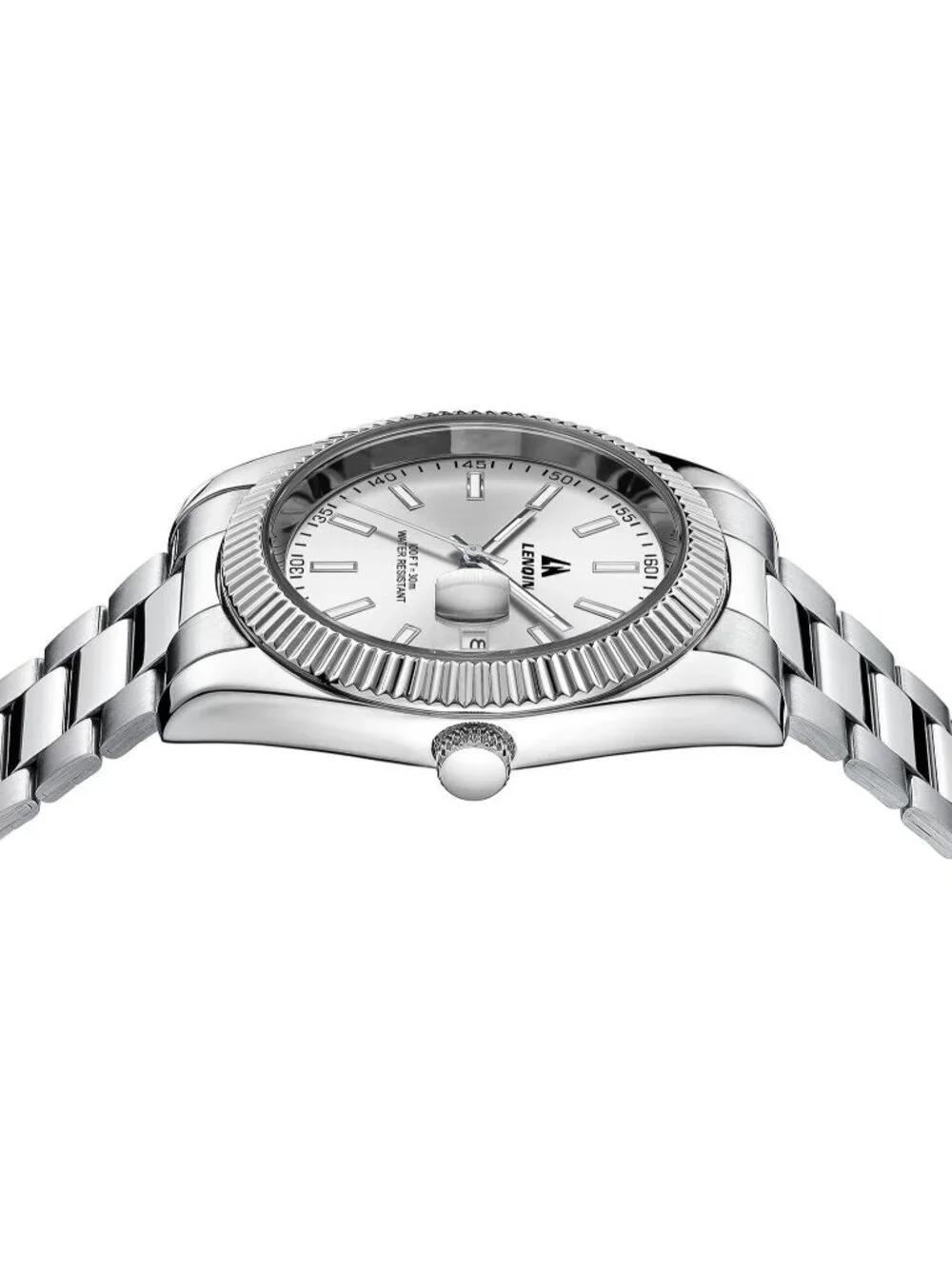 Men's All Silver Classic Waterproof Stainless Steel Analog Quartz Luxury Watch
